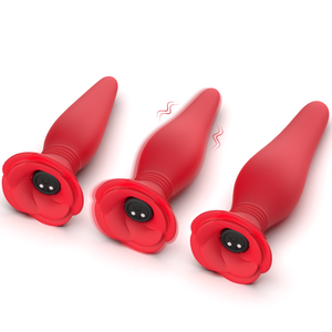 S-HANDE Anale 3-delige set siliconen seksspeeltjes roos anale plug speelgoedset roos oplaadbare anale buttplugs - Product Image 1