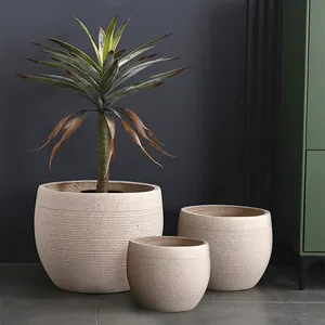 Home Decor Flower Pot Outdoor Indoor Flower Pots Planters Large Fiber Clay Balcony Pots