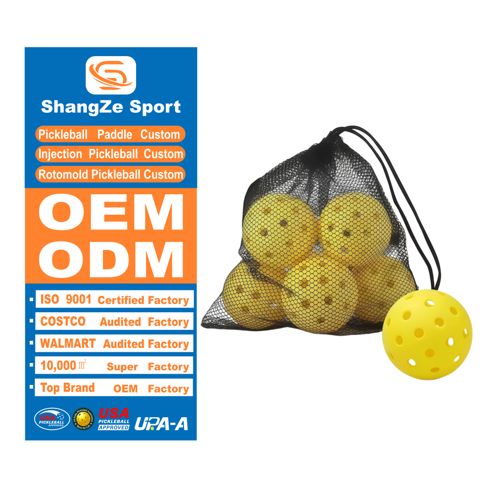 Shangze Custom Factory Adult Pickleball Set USAPA Approved Outdoor Training Entertainment 40 Holes Eco-friendly All Seasons