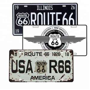 Alta calidad buen precio estilo americano Logo <span class=keywords><strong>Route</strong></span> <span class=keywords><strong>66</strong></span> reflectante Vintage personalizado coche en relieve matrícula - Product Image 2