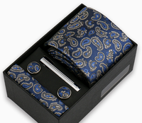 Ensemble 4 pièces personnalisable pour homme, motif cachemire, cravate nouée à la main, pochette de costume, boutons de manchette et broche de revers pour mariage et affaires