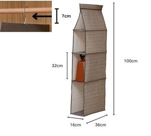Penderie pliable en non-tissé imprimé au design classique, sac de rangement suspendu 50L, respirant et portable pour vêtements - Product Image 2