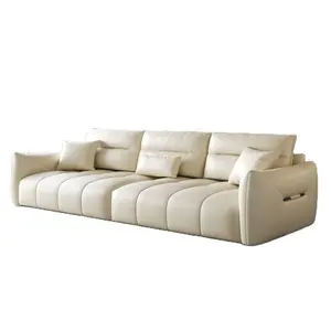 Ý phòng khách đơn căn hộ nhỏ mèo cào da thẳng hàng ba hoặc bốn người sofa gia đình giá rẻ