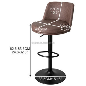 Chaise de bar TUQ à dossier souple, <span class=keywords><strong>tabouret</strong></span> de bar pour bar à cocktails, hauteur d'assise de 62,5 à 83,5 cm, <span class=keywords><strong>tabouret</strong></span> de bar pivotant pour salon - Product Image 2