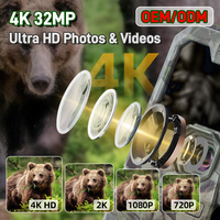 Caméra de surveillance 32MP, caméra de sentier 4K avec connexion Wi-Fi, étanche IP67, caméra de sentier Wi-Fi pour la chasse à la faune