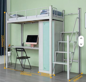 Двухъярусная кровать-чердак из металла размера «<span class=keywords><strong>queen</strong></span>-<span class=keywords><strong>size</strong></span>» с местом для хранения и лестницей для гостиниц, апартаментов, спален, школ, больниц, гостиных - Product Image 1