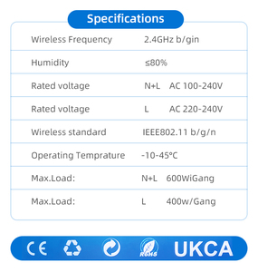 WiFi 1 Gang dokunmatik Panel zamanlayıcı abd ab çift standart akıllı anahtar telefon kontrolü için LED şerit/tavan/duvar ışıkları tek kutuplu - Product Image 4