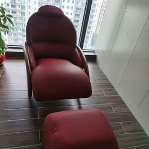 Sillón Reclinable de Madera Maciza y Cuero, Silla Mecedora para Sala de Estar, Completamente Ensamblado - Product Image 4