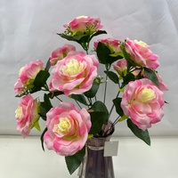 Bouquet de roses artificielles en soie, fausses fleurs de rose avec feuilles et gypsophile pour la décoration florale de la maison, des mariages et des vases