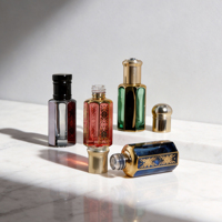 Flacon de parfum arabe hexagonal de 3 ml, 6 ml, 12 ml, en verre électroplaqué or mat avec gravure, pour huile essentielle Attar, avec applicateur à bille