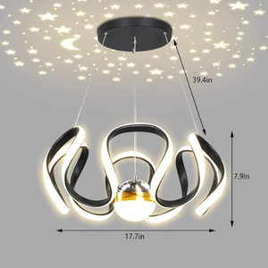 Lámpara Colgante LED JACKSUN de Aluminio Irregular 50W Regulable en Oro con Proyección de Cielo Estrellado para Restaurante y Hotel - Product Image 6