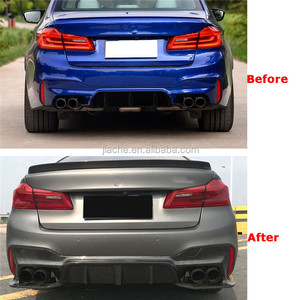 Seco de fibra de carbono difusor trasero labio divisores de Spoiler para <span class=keywords><strong>BMW</strong></span> serie <span class=keywords><strong>5</strong></span> F90 M5 sedán de 4 puertas 2018- 2020 3D estilo protector de parachoques - Product Image 3