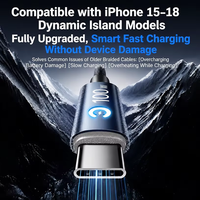 Kabel USB C ke USB C 100W, Kabel Data Pengisian Cepat PD Berbahan Nilon dengan Fitur Mati Otomatis dan Indikator LED untuk iPhone iPad
