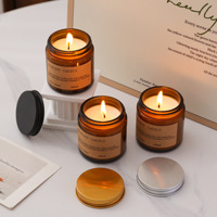 Bougie parfumée artisanale en cire de soja dans un bocal en verre ambré, minimaliste, rétro, aromathérapie pour la maison, la chambre, le yoga, cadeau, vente en gros