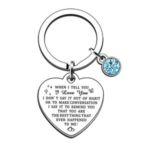 Llavero con Forma de Corazón, Diamantes Rosados y Azules, Acero Inoxidable, Regalo para Amigos/Parejas, Grabado Personalizado, Recuerdo de Cumpleaños - Product Image 5