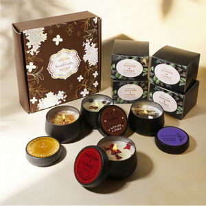 Vela Aromática de Soya LANJO en Lata de Metal, con Flores Secas Naturales de Lavanda, Aroma Curativo, Ecológica, Decoración para el Hogar, Regalo para Fiestas y Pascua - Product Image 1