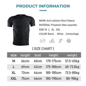 Maillot de protection intégré rembourré, avec protection épaisse côtelée pour la poitrine et les épaules, respirant, pour le football, maillot de compression rembourré - Product Image 6