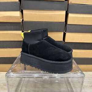 Bottes de neige unisexes en cuir et laine de haute qualité, à semelle épaisse, doublées de fourrure, plateforme haute, confortables et décontractées - Product Image 2