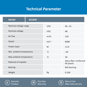 Ventilador Axial de Refrigeración ebmpapst 8218JN 48VDC 11W 8400RPM 80x80x38mm 132m3/h con Rodamiento de Bolas para Equipos de Alta Gama, OEM ODM - Product Image 3