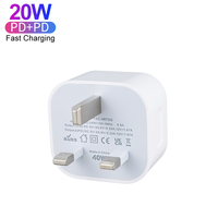 Prise britannique 3 broches Max 40W double Type C 20W PD adaptateur de chargeur d'alimentation pour iPhone 15 14 13 12 Pro USB C chargeur Portable