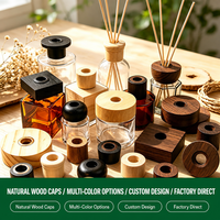 Capuchon diffuseur en bois naturel avec col intérieur en métal, couvercle en bois de formes variées pour bouteille de diffuseur de parfum d'intérieur