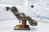 Fauteuil de soin esthétique électrique avec colonne dorée, base LED, hauteur réglable, pour salon, spa, tatouage, microblading, clinique, table de soin du visage
