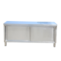 Table de travail professionnelle en acier inoxydable avec armoire, îlot de cuisine robuste, plan de travail conforme aux normes NSF