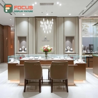 Vitrine de présentation de bijoux minimaliste pour centre commercial, cadre en bois, vitrine de magasin commercial