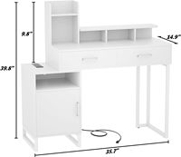 Petit meuble de toilette moderne avec prise électrique, tiroirs et armoires de rangement pour maquillage, étagères de rangement pour salle de bain et chambre, sans miroir