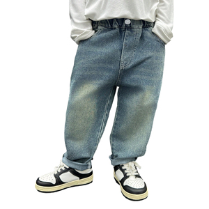 Pantalon en <span class=keywords><strong>jean</strong></span> bleu ample style preppy pour petits garçons de 4 à 7 ans, jeans vintage multi-poches, fabricant direct - Product Image 4