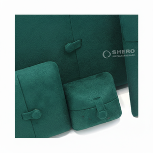 Boîte à bijoux en cuir PU à double ouverture avec logo personnalisé vert pour bague, pendentif, bracelet, jonc, collier - Product Image 1