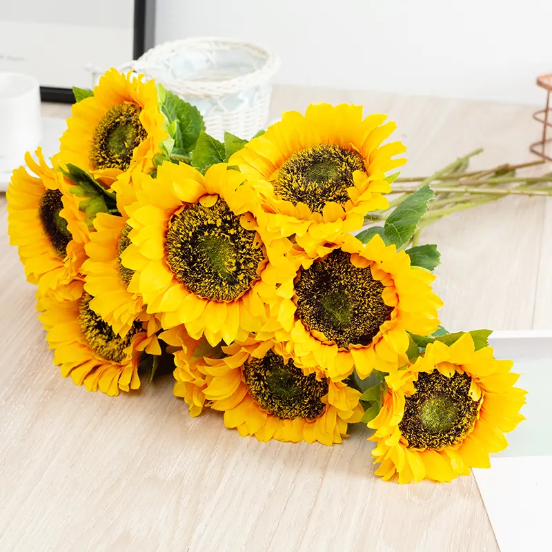 Legen Sie Blumen auf den Home Decor Tisch Große exotische Hyazinthe Einzels tiele Künstliche Sonnenblumen Tisch läufer Kranz Stiele