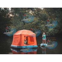 Tente flottante gonflable pour camping aquatique, radeau de pêche gonflable, plateforme flottante aquatique avec tente