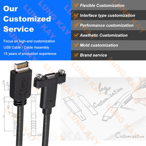 Cable USB 3.2 Gen2 Tipo E Macho a Tipo C Hembra de 1m 2m, Personalizado OEM y ODM, con Montaje en Panel, Blindaje Trenzado, Negro, Transferencia de Datos de 10 Gbps, Marca LUNG KAY - Product Image 4
