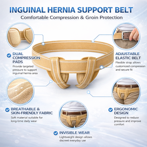Ceinture de hernie inguinale entièrement réglable avec soutien ferme, attelle ergonomique pour hernie simple/double - Product Image 6