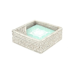 Rattan Square Tissue Box Cover Decorative Woven Wicker Napkin Tissue Box Holder premium hand made rattan weaving kitchen use