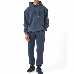 Wholesale High Quality Winter Acid Washed 100% Cotton Hoodies & <b>Tracksuits</b> for Men & Unisex with Custom Logo Casual Sweatpants - Product Image 2