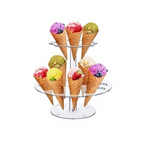 Support de cône de crème glacée acrylique à deux niveaux avec support de crème glacée de qualité supérieure pour décor de Table de Restaurant d'hôtel - Product Image 1