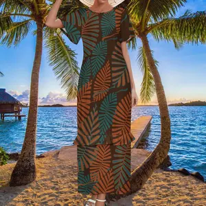 Đầm Maxi Mùa Hè Tay Ngắn Cổ Tròn In Hình Lá Nhiệt Đới Nhiều Màu Giá Rẻ Váy Ống Thường Ngày Dáng Ôm Hawaii ĐầM Dạ HộI Dự TiệC