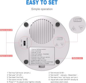 Decir hora y fecha con <span class=keywords><strong>voz</strong></span> de acento norteamericano para ancianos discapacitados de la vista o ciegos Reloj de botón de conversación claro y fuerte - Product Image 3