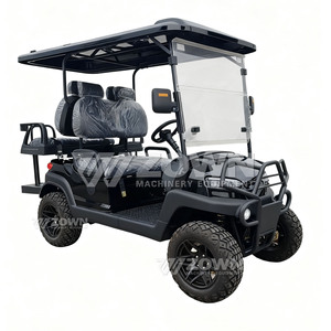 Sleek <b>Black</b> Utility Golf Vehicle All Terrain Deep Tread Tyres <b>Wrapped</b> Leather Seats Country Club Shuttle Car - Product Image 1