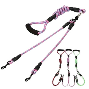 2 Dog Leash Coupler for All Dogs No Tangle Dual Dog Leash Reflective Walking Training Lead with Two Comfortable Padded Handles
