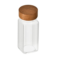 Ensemble de 24 pots à épices carrés en bois d'acacia, capacité de 40 oz, design moderne et minimaliste, entonnoir et brosse inclus