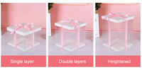 Boîte à gâteau transparente en PET pliable de qualité alimentaire pour boulangerie, avec ruban, tailles 6'', 8'', 10'', 12'', 14'' – Vente en gros