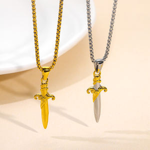 Ensemble de colliers pendentifs croix <span class=keywords><strong>en</strong></span> acier inoxydable pour hommes et femmes or <span class=keywords><strong>argent</strong></span> deux tons symbole religieux chaîne colliers pendentifs à la mode - Product Image 2