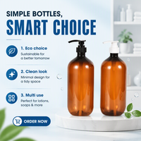 Bouteilles de shampoing et d'après-shampoing en PET ambré, grande taille, avec pompe à lotion, impression d'étiquettes personnalisées, emballage pour soins capillaires, vente en gros OEM