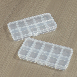 Transparent Plastic Storage Box 12.8x6.5x1.5cm 10 Compartments For Jewelry Nail <b>Clips</b> Screws Fish <b>Hooks</b> With Cover - Product Image 1