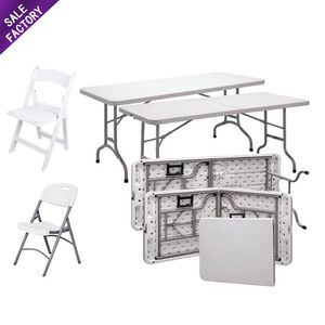 Mesa Redonda Plegable de Plástico Negro para Bodas y Fiestas, Personalizable al por Mayor, Mesa de Banquete para Exteriores, Mesa de Comedor Plegable por la Mitad - Product Image 3