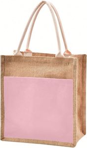 Bolsa de Yute Laminada Ecológica, Bolsa de Compras Reutilizable de Lino, con Logotipo Personalizado para Publicidad - Product Image 2