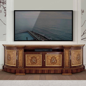Mobile <span class=keywords><strong>TV</strong></span> Tradizionale in Legno Massello Intagliato a Mano con Quattro Ante, Set di Mobili per Soggiorno - Product Image 5